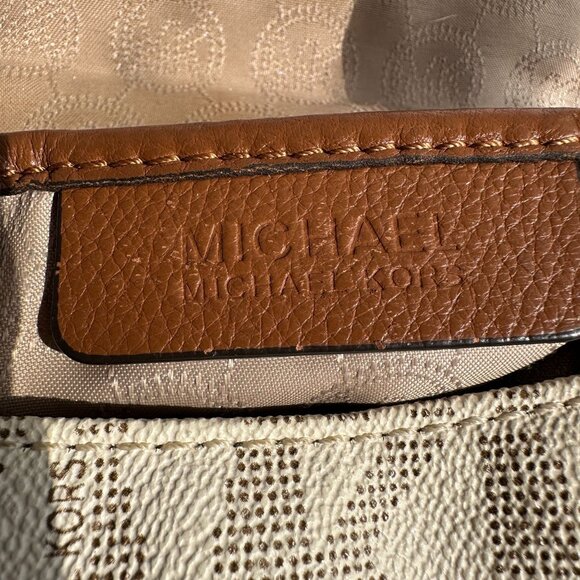 Michael Kors Bradford Crossbody MK Logo Flap Bag Beige/Brown Adjustable Strap - Picture 10 of 16